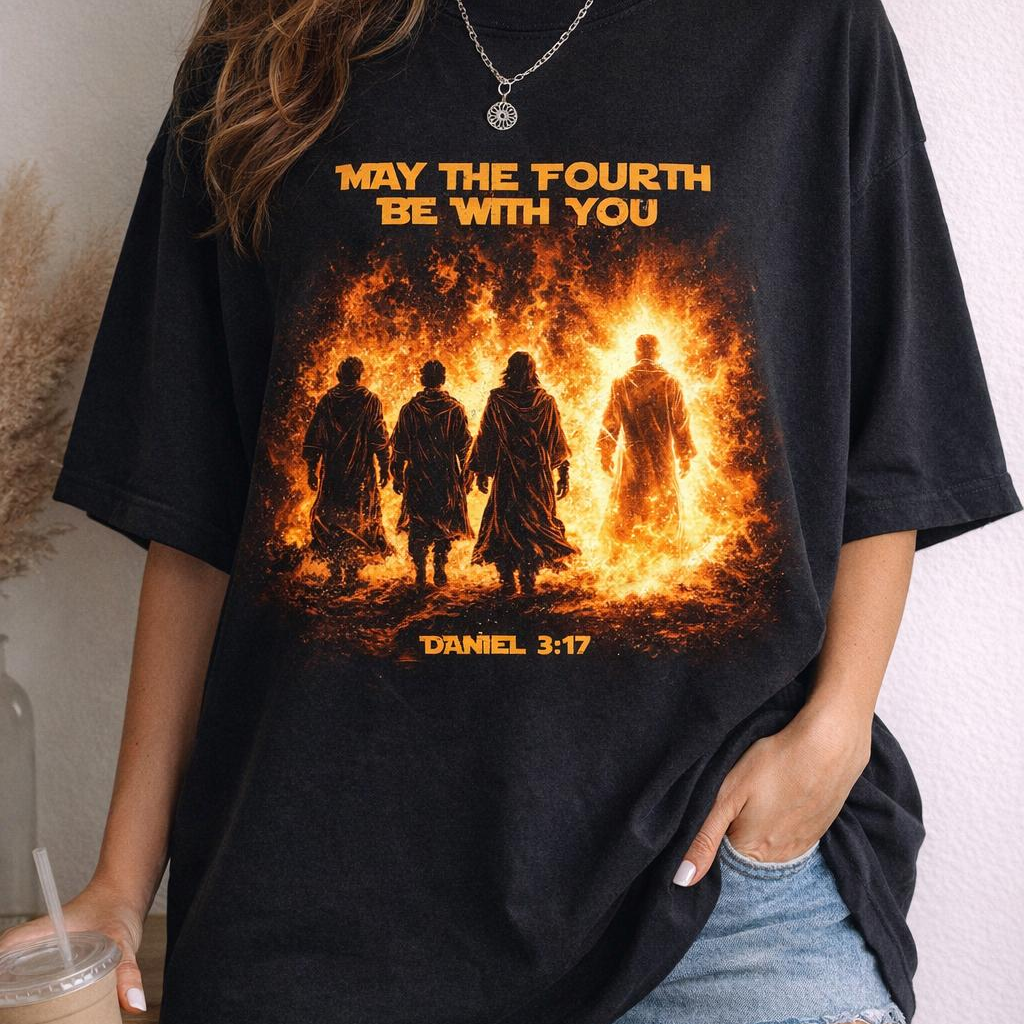 May The Fourth Be With You Daniel 3 17 Shirt, Cool Graphic Bible Quote Graphic Tee