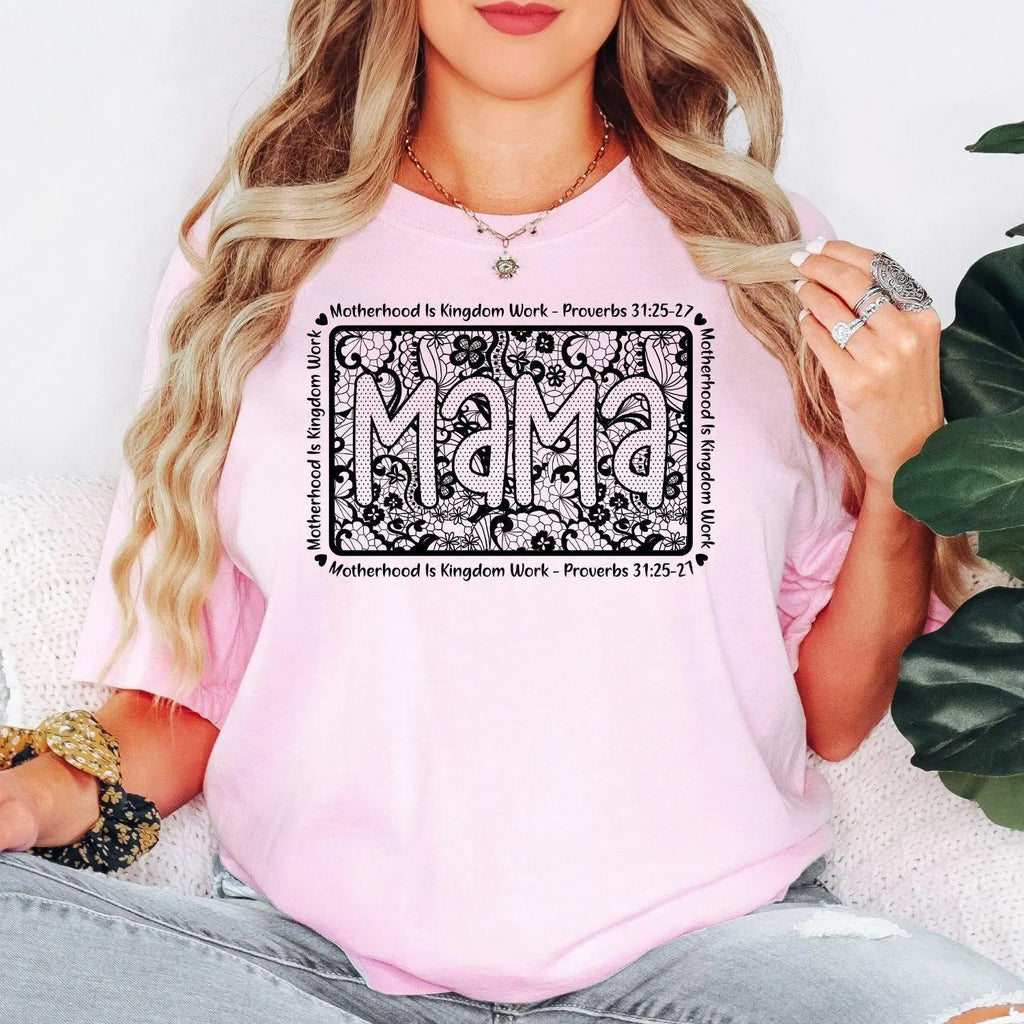 Comfort Colors® Mama Christian Shirt, Motherhood Is Kingdom Work Shirt, Bible Verse Mom Gift